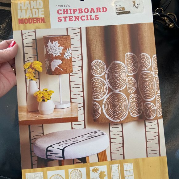 Chipboard Stencils Kit Wood Designs Tree Bark Leaves Wall Stencils Supplies - Picture 1 of 9